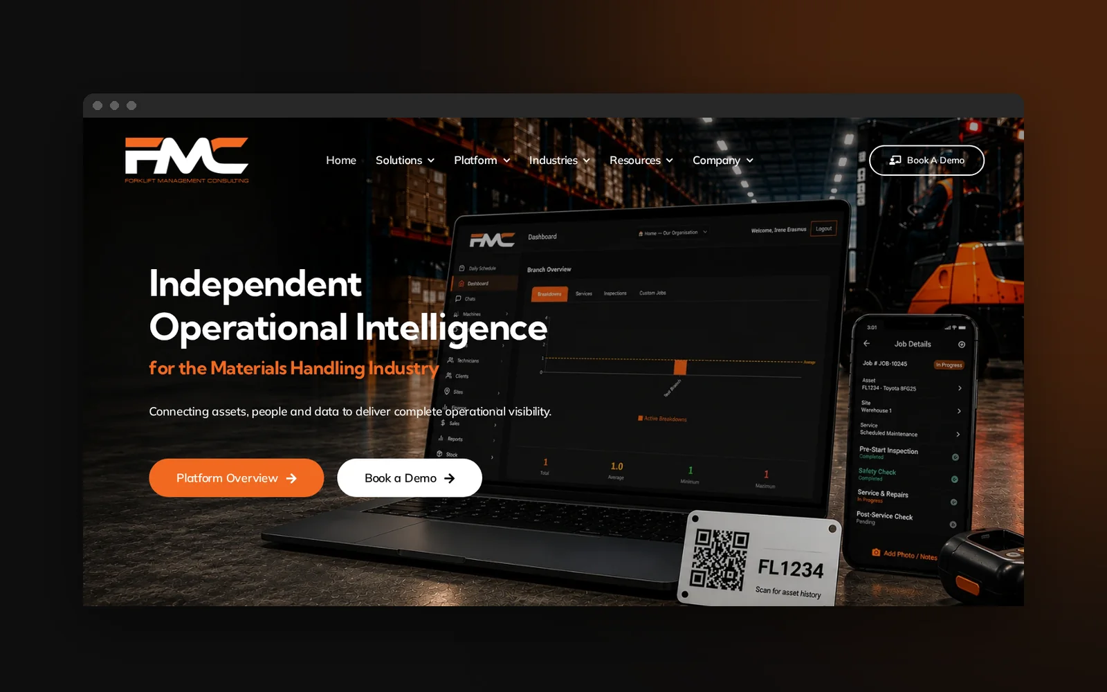 FMC · Forklift Management website homepage, desktop