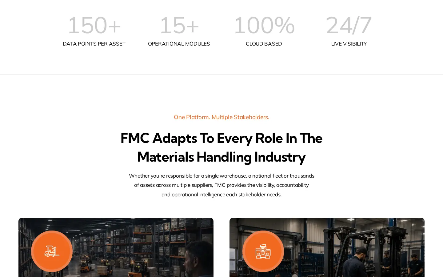 FMC · Forklift Management website section 3, desktop