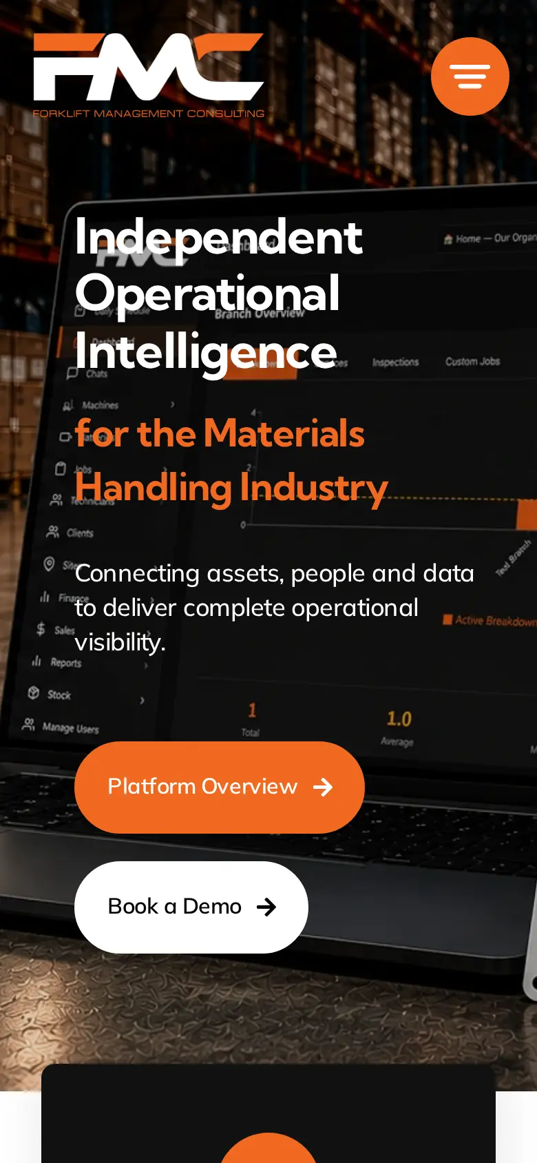 FMC · Forklift Management website on a phone, view 1