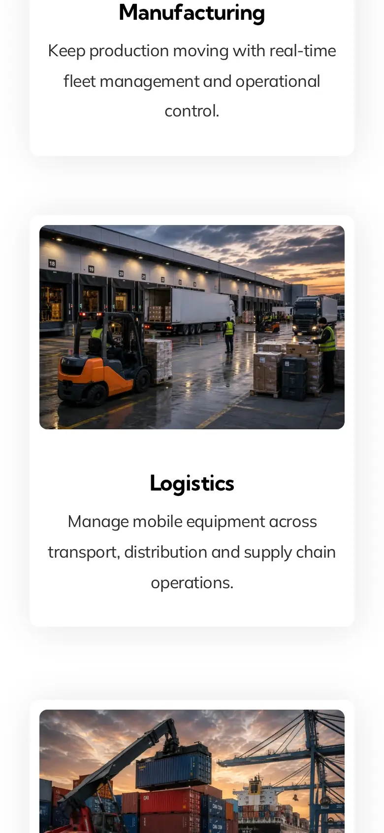 FMC · Forklift Management website on a phone, view 2