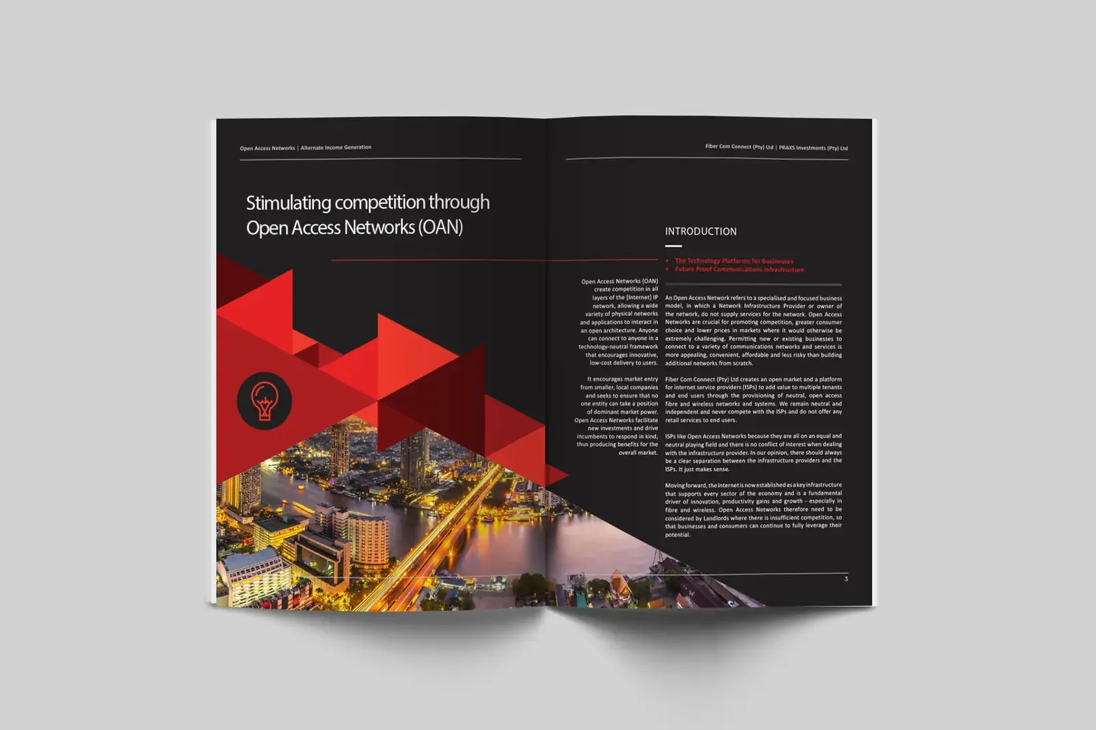 Brochure inside spread on open-access networks