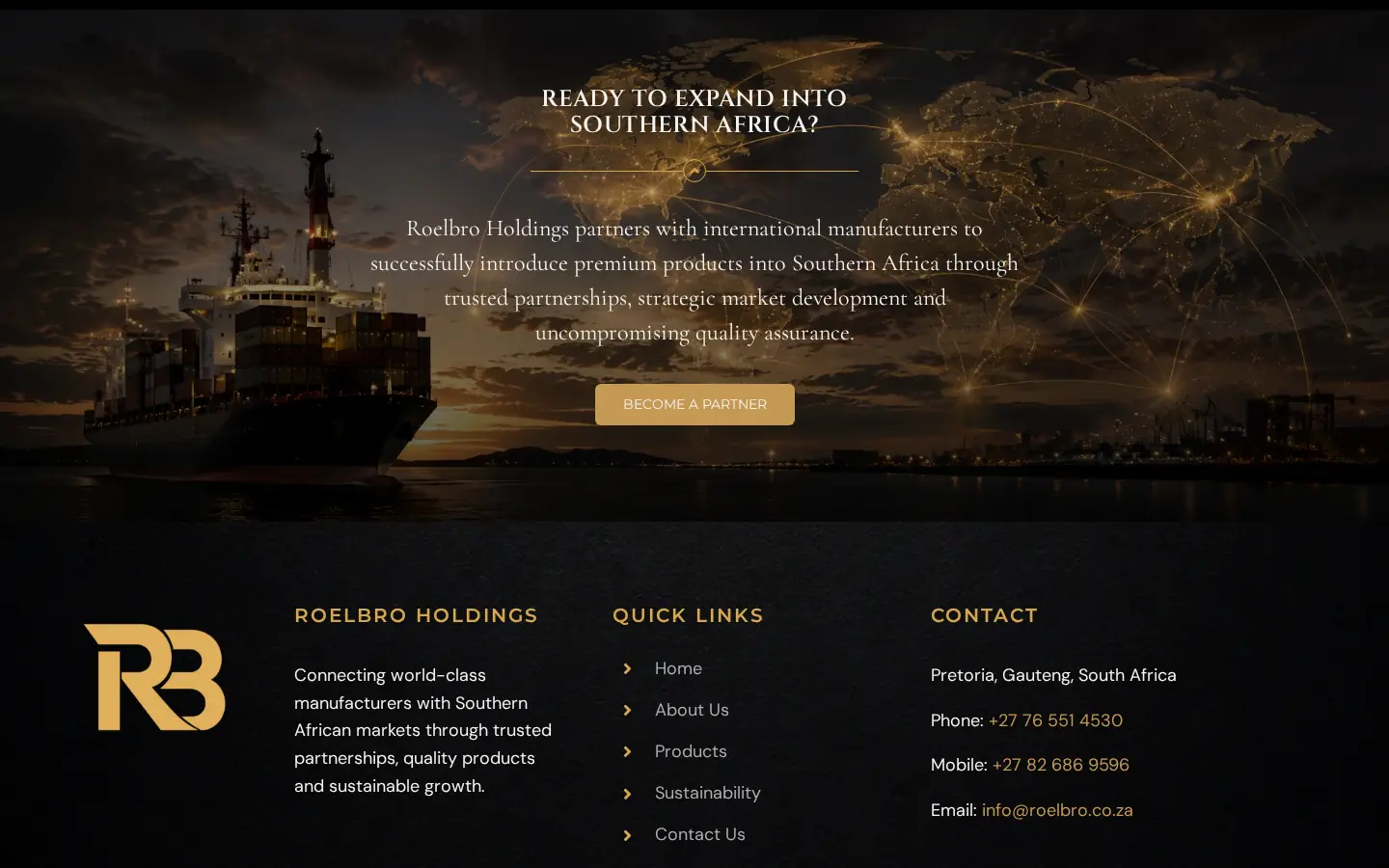 Roelbro Holdings website section 3, desktop
