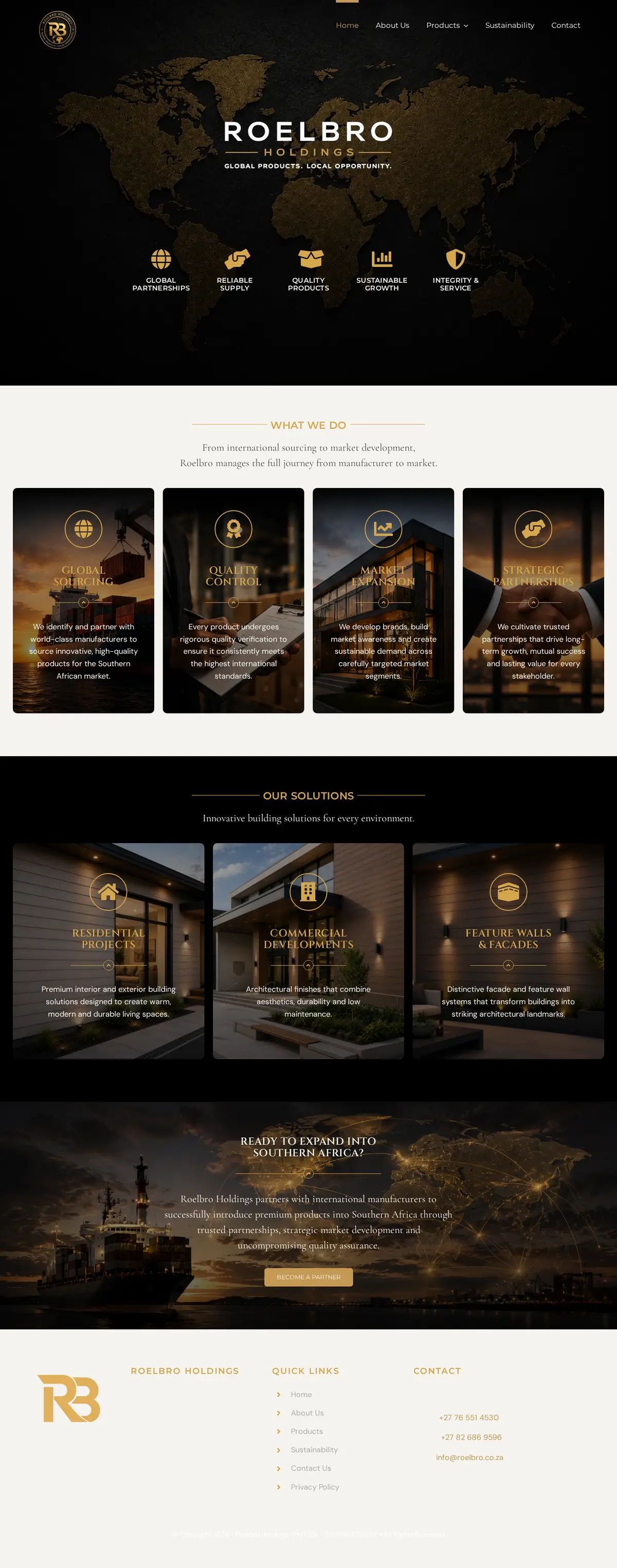 Roelbro Holdings homepage, full length