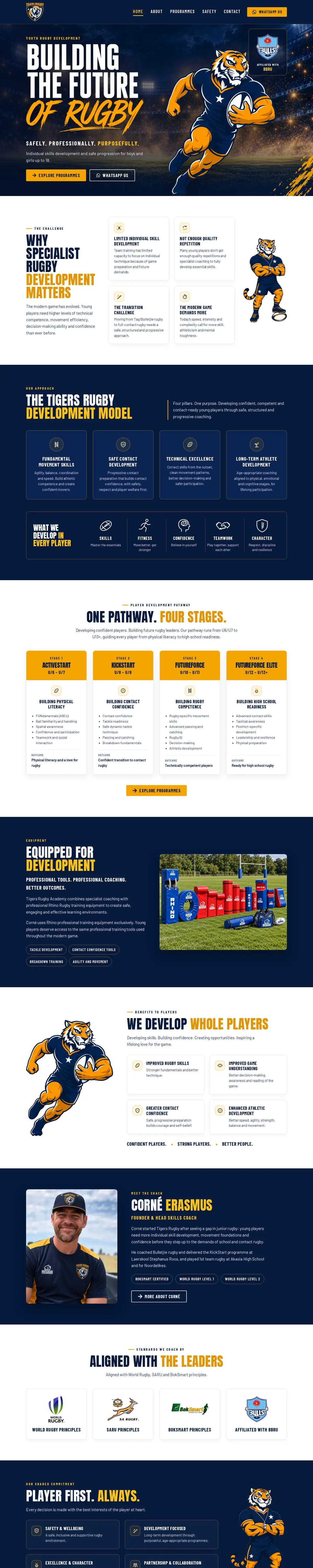 Tigers Rugby homepage, full length
